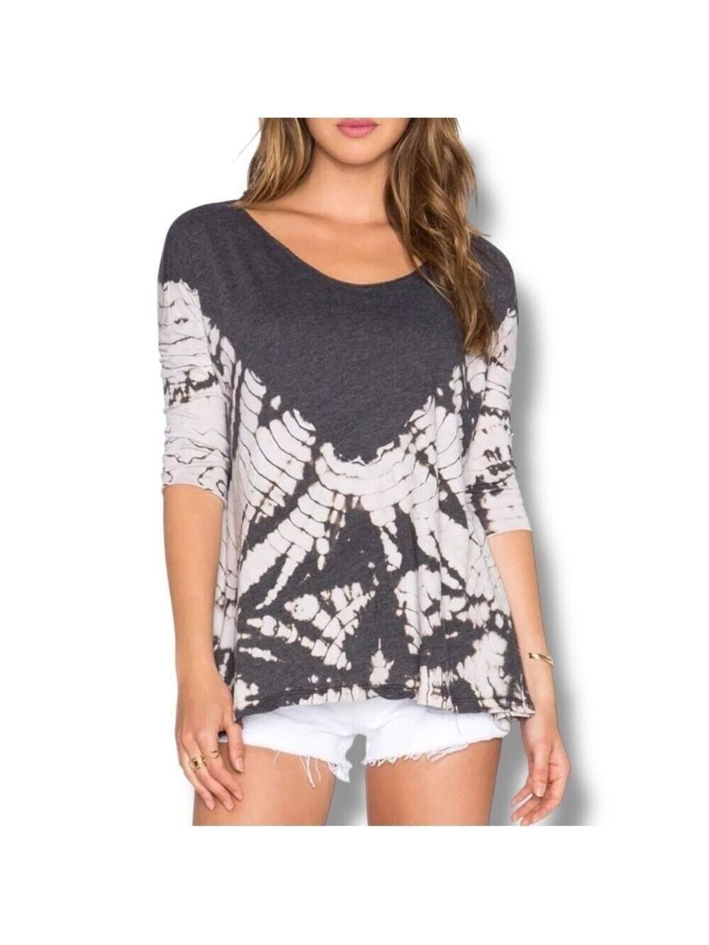 NWT We The Free Gray Cream LA Livin’ Coastal Tie-Dye Tunic Top - XSmall